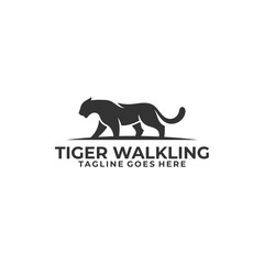 Wall Mural - Abstract Silhouette Tiger Walking Concept illustration vector template.