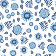 © Julia - Vector Blue Flowers Scattered on a White Background. Background for textiles, cards, manufacturing, wallpapers, print, gift wrap and scrapbooking.