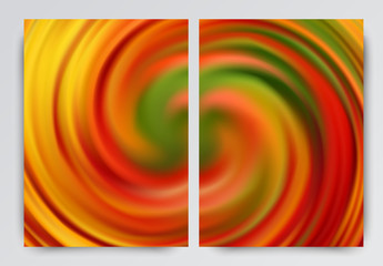 Poster - Yellow orange green swirl background. Bright autumn colors.