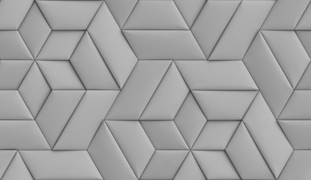 Wall Mural -  - 3D wallpaper of 3D soft geometry tiles made from gray leather. High quality seamless realistic texture.