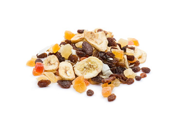 Wall Mural - Pile of dried fruits mix on white background