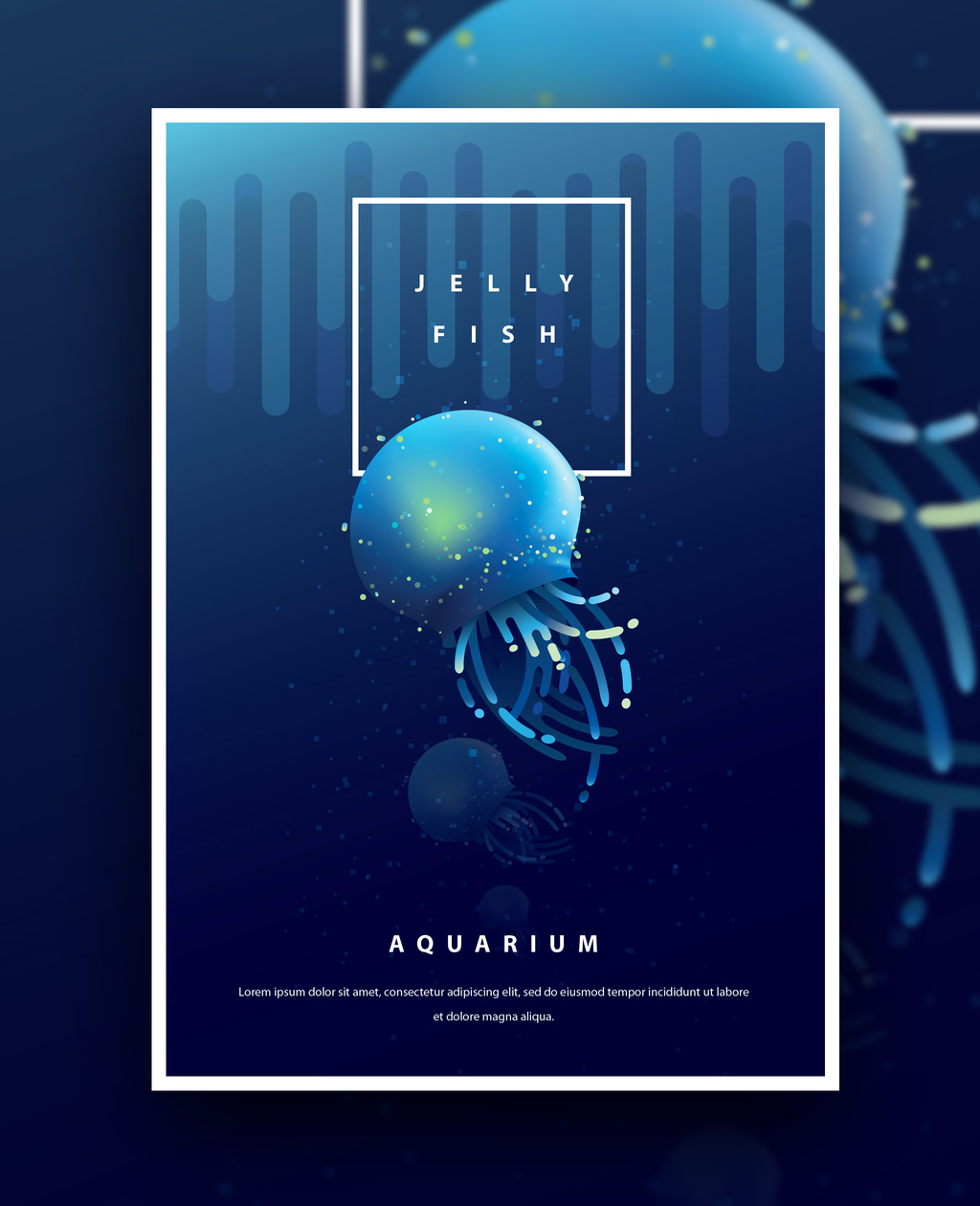 Aquarium Poster Layout with Blue Jellyfish Stock Template | Adobe Stock