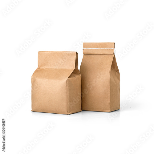Download Two Brown Craft Paper Bags Packaging Template With Stitch Sewing Isolated On White Background Packaging Template Mockup Collection Stand Up Pouch Composition Front View Package Stock Photo Adobe Stock