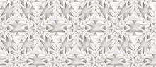 3D Wallpaper Of 3D Snowflakes, White Crystals On White Background. High Quality Seamless Realistic Texture.