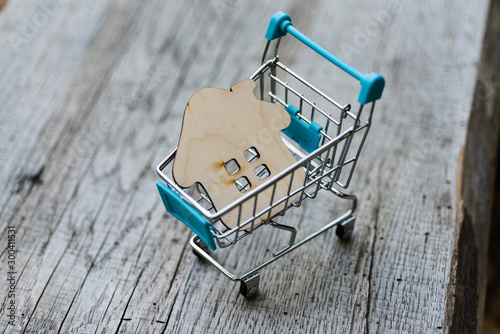 wooden toy shopping trolley