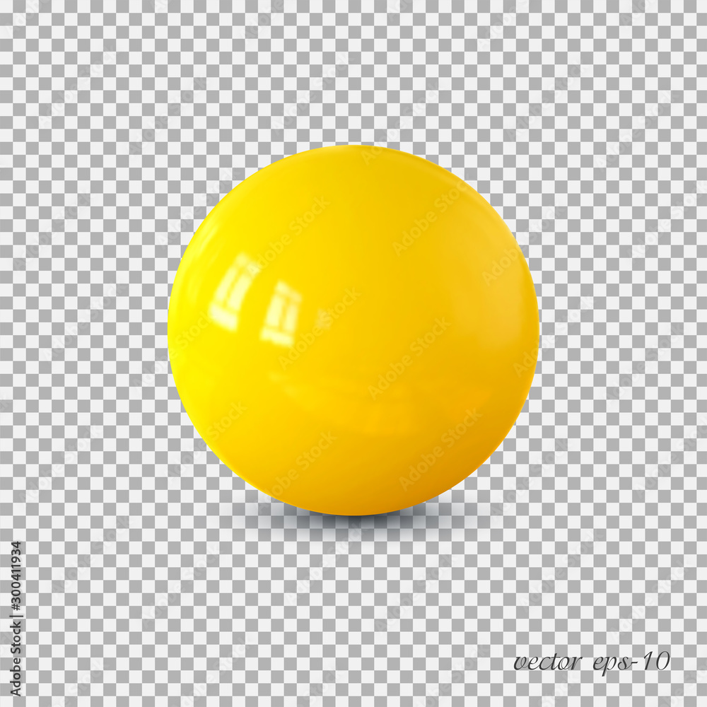 Yellow realistic ball vector .Isolated sphere for advertising and lettering. - obrazy, fototapety, plakaty 