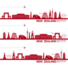 Wall Mural - New Zealand travel destination grand vector illustration.