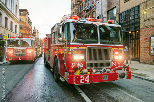 Fotografie, Obraz New York fire trucks