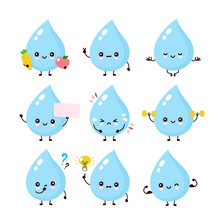 Cute Smiling Happy Water Drop Set Collection