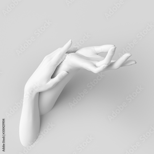 White Beauty concept. Elegant woman hands sculpture. white female hands soft ...