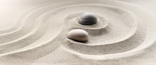 Zen Garden Meditation Stone Background With Stones And Lines In Sand For Relaxation Balance And Harmony Spirituality Or Spa Wellness