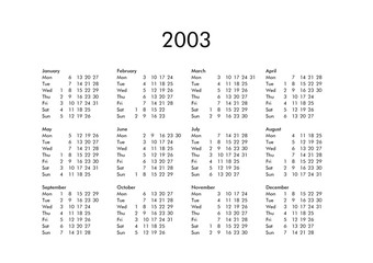 Sticker - Calendar of year 2003