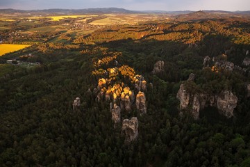 Wall Mural - Rock city in Bohemian Paradise in Czech republic on aerial photo