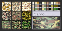 Camouflage Set Realistic Fabric Vector