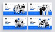 © stonepic - Collection of succesfull team web page templates. Teamwork concept outline vector style.