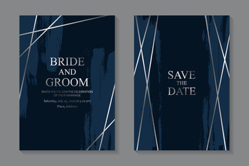Wall Mural - set of modern grunge luxury wedding invitation design or card templates for business or presentation