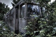 Abandoned Destroyed Old Train In The Forest