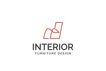 Wall Mural - simple minimalist furniture interior logo design with flat vector graphics