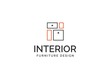 Simple minimalist furniture interior logo design with flat vector graphics