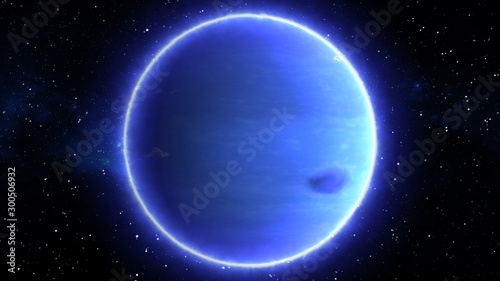 Fotomural Beautiful View of Planet Neptune from Space Timelapse and Stars - Abstract Backg