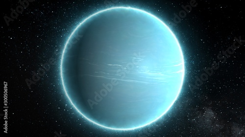 Fotomural Beautiful View of Planet Uranus from Space Timelapse and Stars - Abstract Backgr