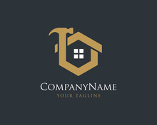 Elegant Gold House Logo Design, Construction Logo Design Vector Template