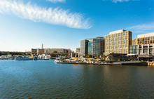 Washington, USA - August 10, 2019: View Of The Waterfront (Wharf) On A Sunny Summer Day