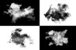 White cloud isolated on black background,Textured Smoke ,brush effect