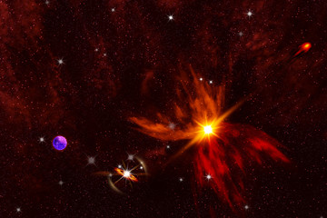 Wall Mural - nebula in galaxy with planetary,abstract background.