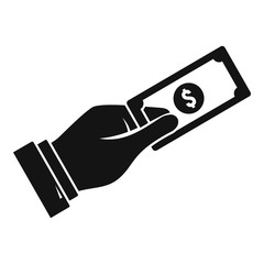 Poster - Cash money in hand icon. Simple illustration of cash money in hand vector icon for web design isolated on white background