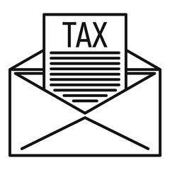 Poster - Tax email icon. Outline tax email vector icon for web design isolated on white background