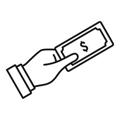 Poster - cash money hand icon. outline cash money hand vector icon for web design isolated on white backgroun