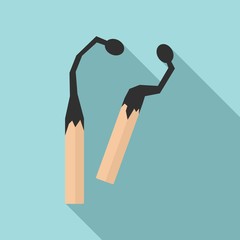 Poster - Burned wood matches icon. Flat illustration of burned wood matches vector icon for web design