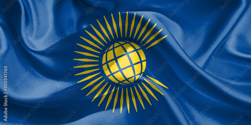 Commonwealth Flag. Flag Waving Commonwealth Flags. 3D Realistic Background Illustration in Silk Fabric Texture