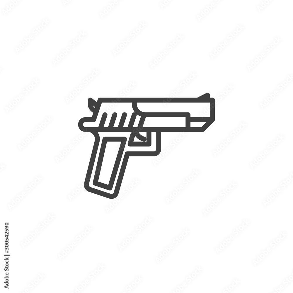 Handgun pistol line icon. linear style sign for mobile concept and web ...