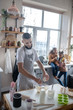 © zinkevych - Single father enjoying time in the kitchen while cooking pie