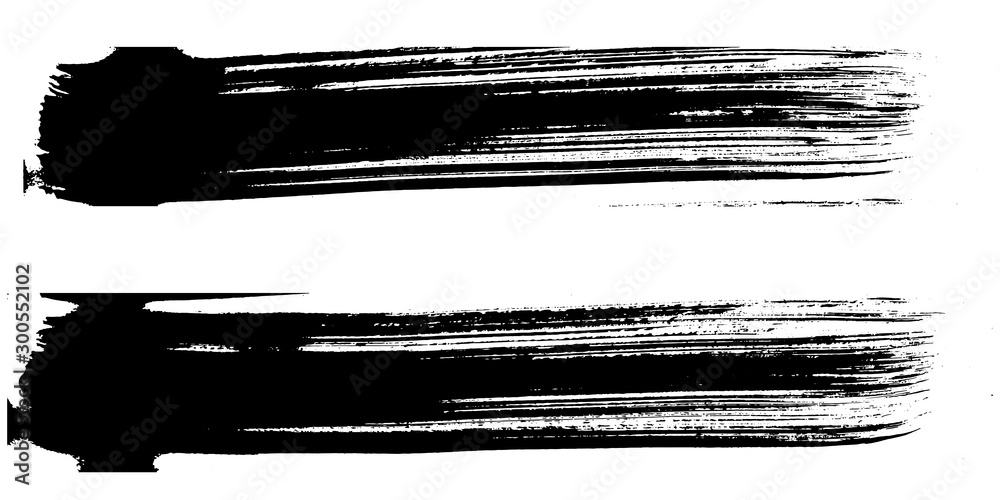 Abstract black brush stripe. Black and white engraved ink art. Isolated brush design illustration element. - obrazy, fototapety, plakaty 