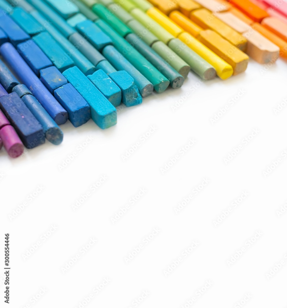 Colorful Chalk Pastel Rainbow Unicorn Color Vivid Vibrant Art Supplies For Kid S Art Painting Education Classroom In School Lgbt Flag Freedom Equality And Happy Life Concept On White Background Wall Mural Toxiccat