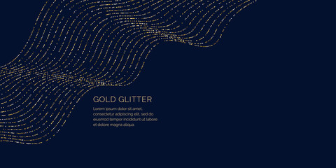 Poster - Background with gold glitter to place the inscription. Poster with lines consisting of particles.