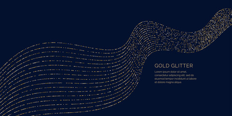 Leinwandbilder - Background with gold glitter to place the inscription. Poster with lines consisting of particles.