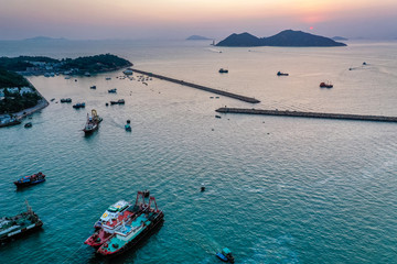 Poster - Aerial view sunset at Cheung Chau island of Hong Kong