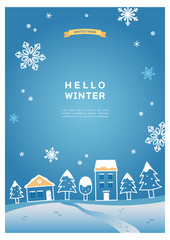 Sticker - Winter frame line drawing illustration