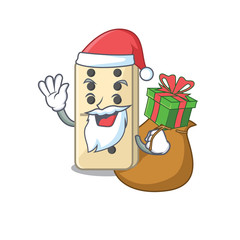 Sticker - isolated domino with the cartoon santa bring gift