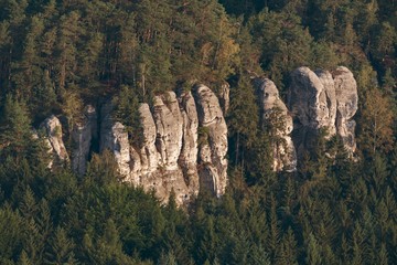 Wall Mural - Sandstone rocks in Bohemian paradise area an aerial photo.