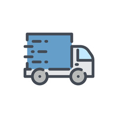Poster - delivery truck color line icon. fast shipping van vector outline colorful sign.