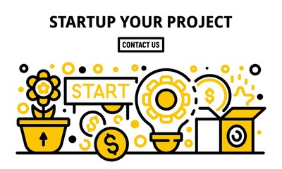 Poster - Startup your project banner. Outline illustration of startup your project vector banner for web design