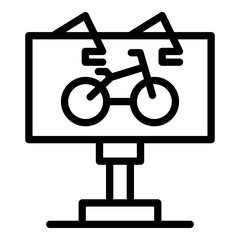 Poster - Billboard bike rent icon. Outline billboard bike rent vector icon for web design isolated on white background