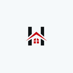 Wall Mural - H letter real estate icon logo vector free download