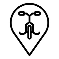 Poster - Bike rent location icon. Outline bike rent location vector icon for web design isolated on white background