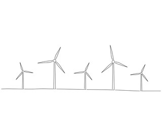 Windmills isolated line drawing, vector illustration design. Climate change collection.